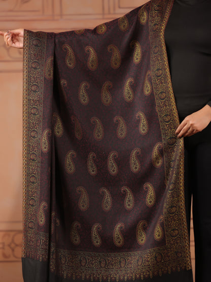 Kani Zari Woven Shawl for Women | Black