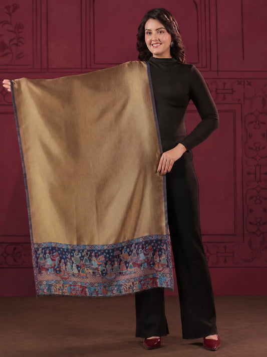 Zari Kani Darbar Woven Stole for Women | Navy Blue