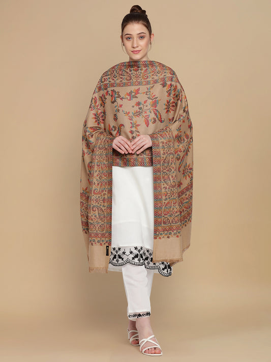 Woolen Shawl for Women in Paisley Design Weaving | Brown