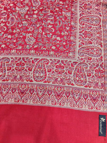 Kani Weave Woven Stole for Women in Paisley Jaal Patterns | Maroon