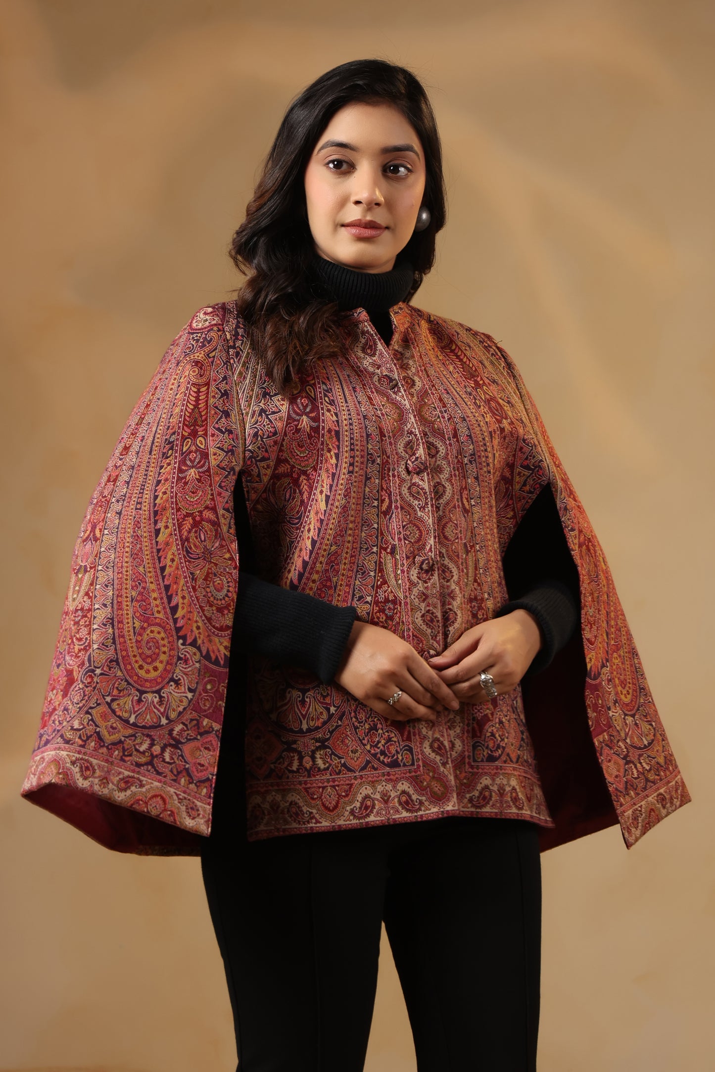 Women's Royal Designer Paisley Weave Cape Jacket | Multicolour