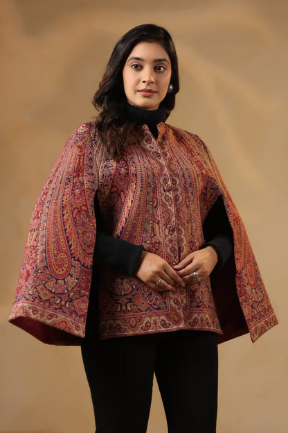 Women's Royal Designer Paisley Weave Cape Jacket | Multicolour