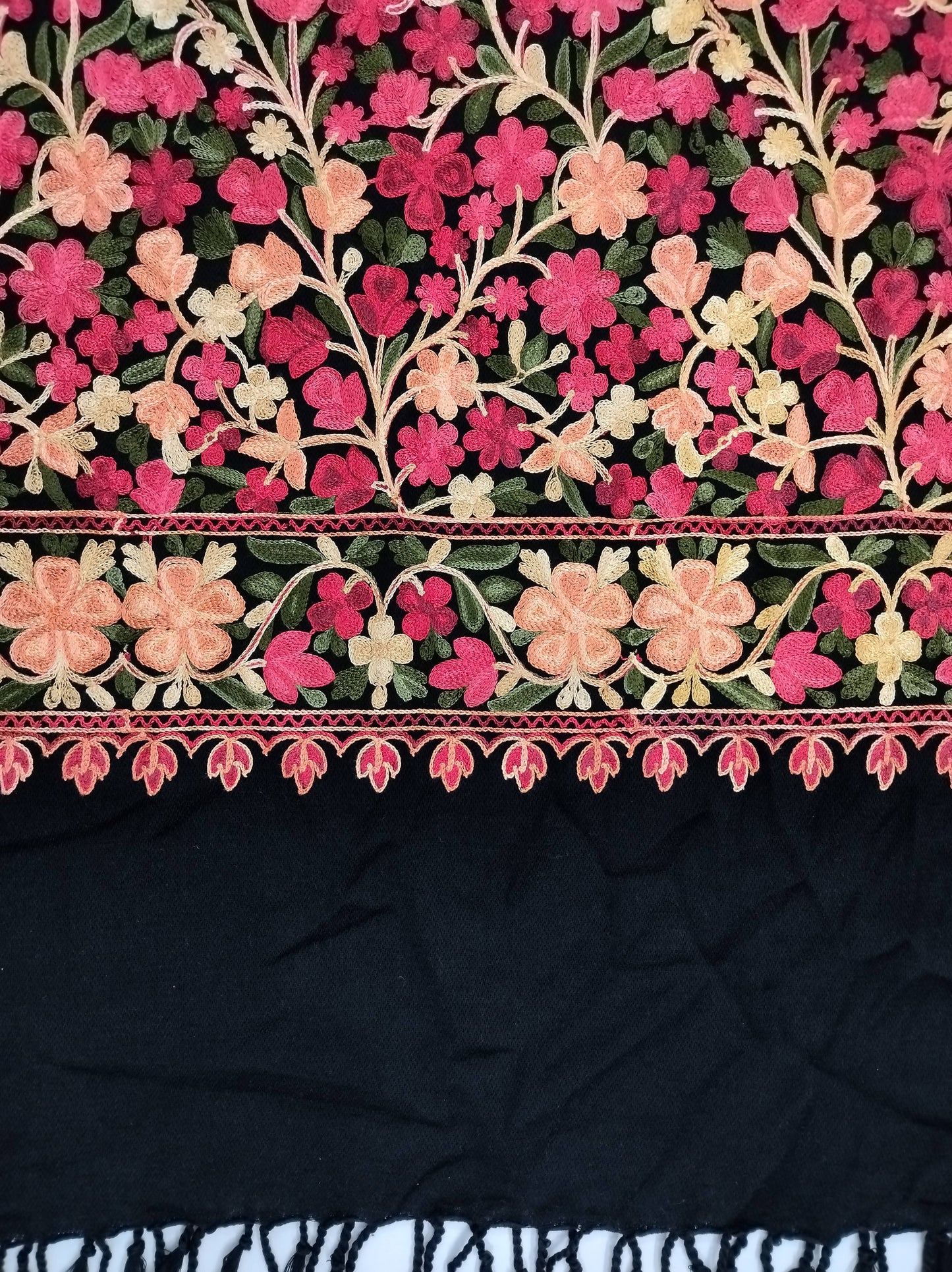 Kashmiri Aari Embroidery Woollen Stole for Women | Black - view 5