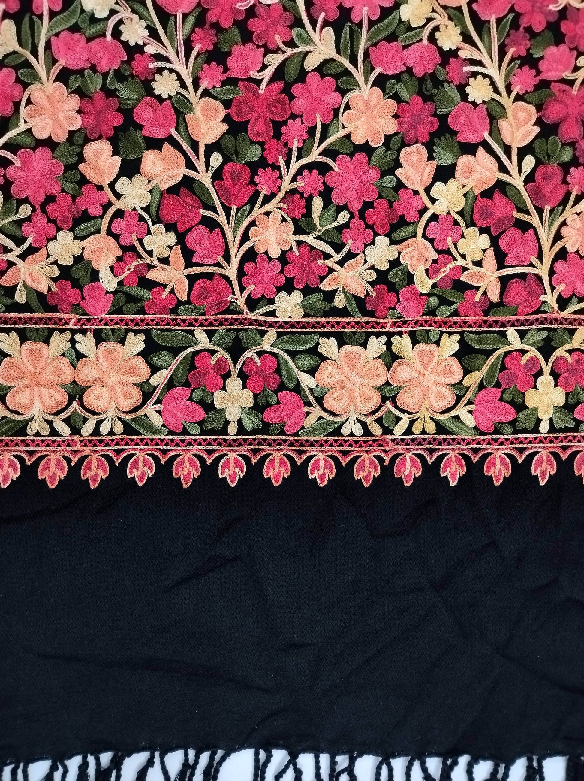 Kashmiri Aari Embroidery Woollen Stole for Women | Black - view 5