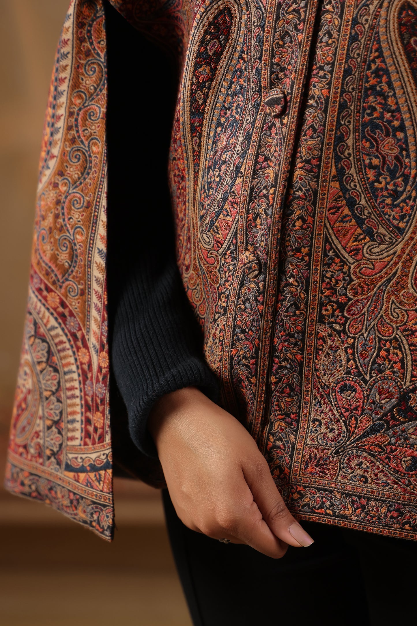 Women's Royal Designer Paisley Weave Jacket Cape | Multicolour