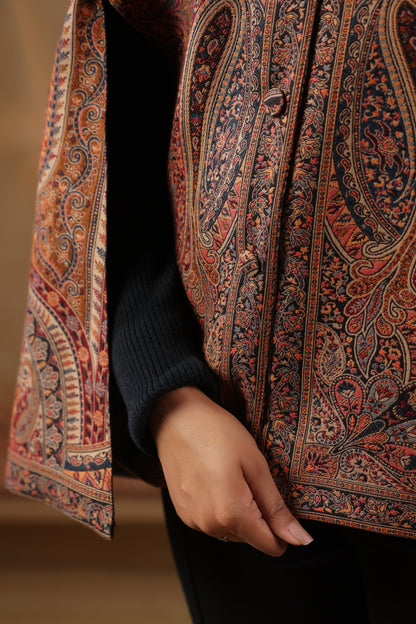 Women's Royal Designer Paisley Weave Jacket Cape | Multicolour