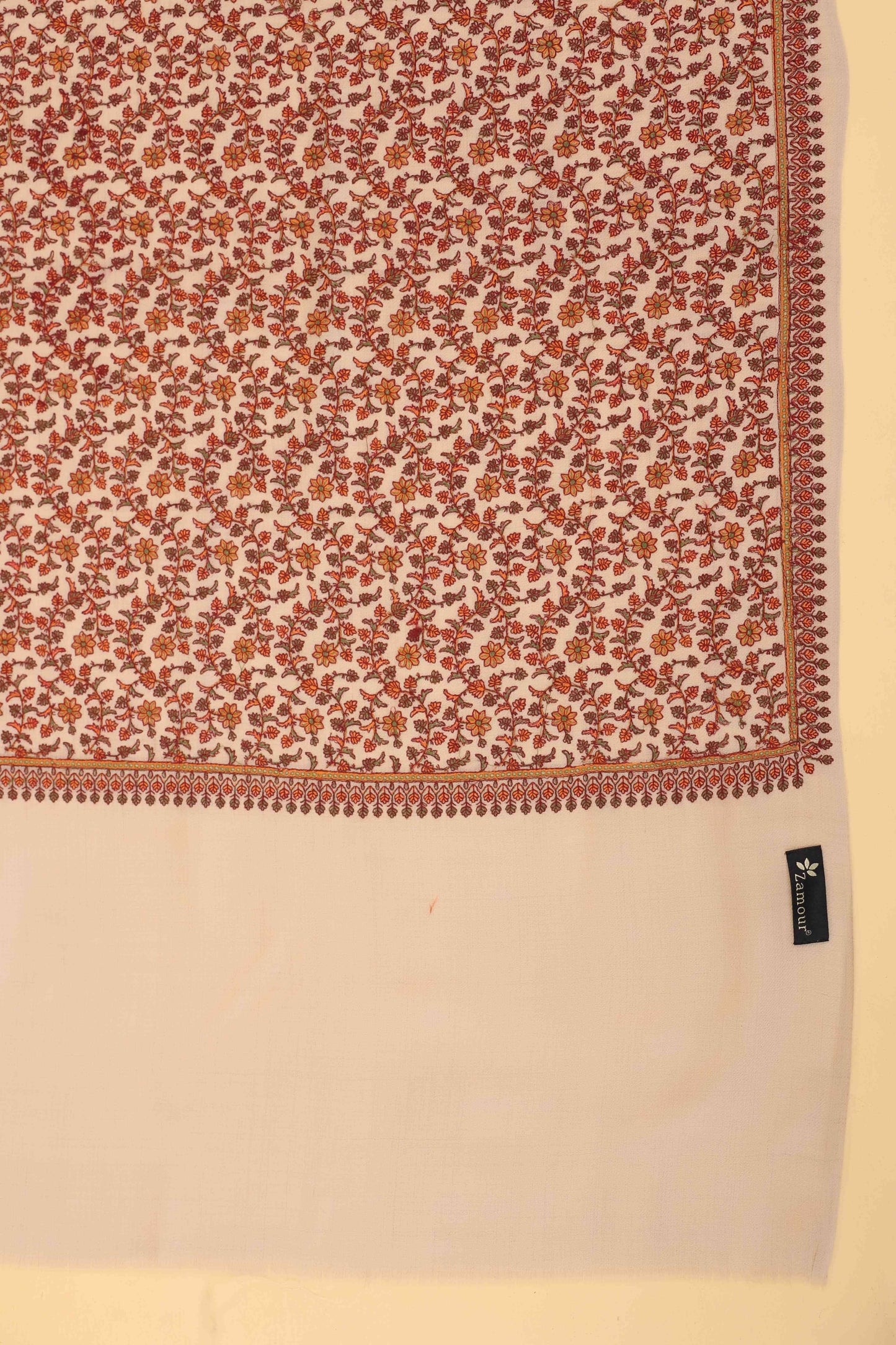 Kashmiri Sozni Jaal Embroidery Shawl | Beige