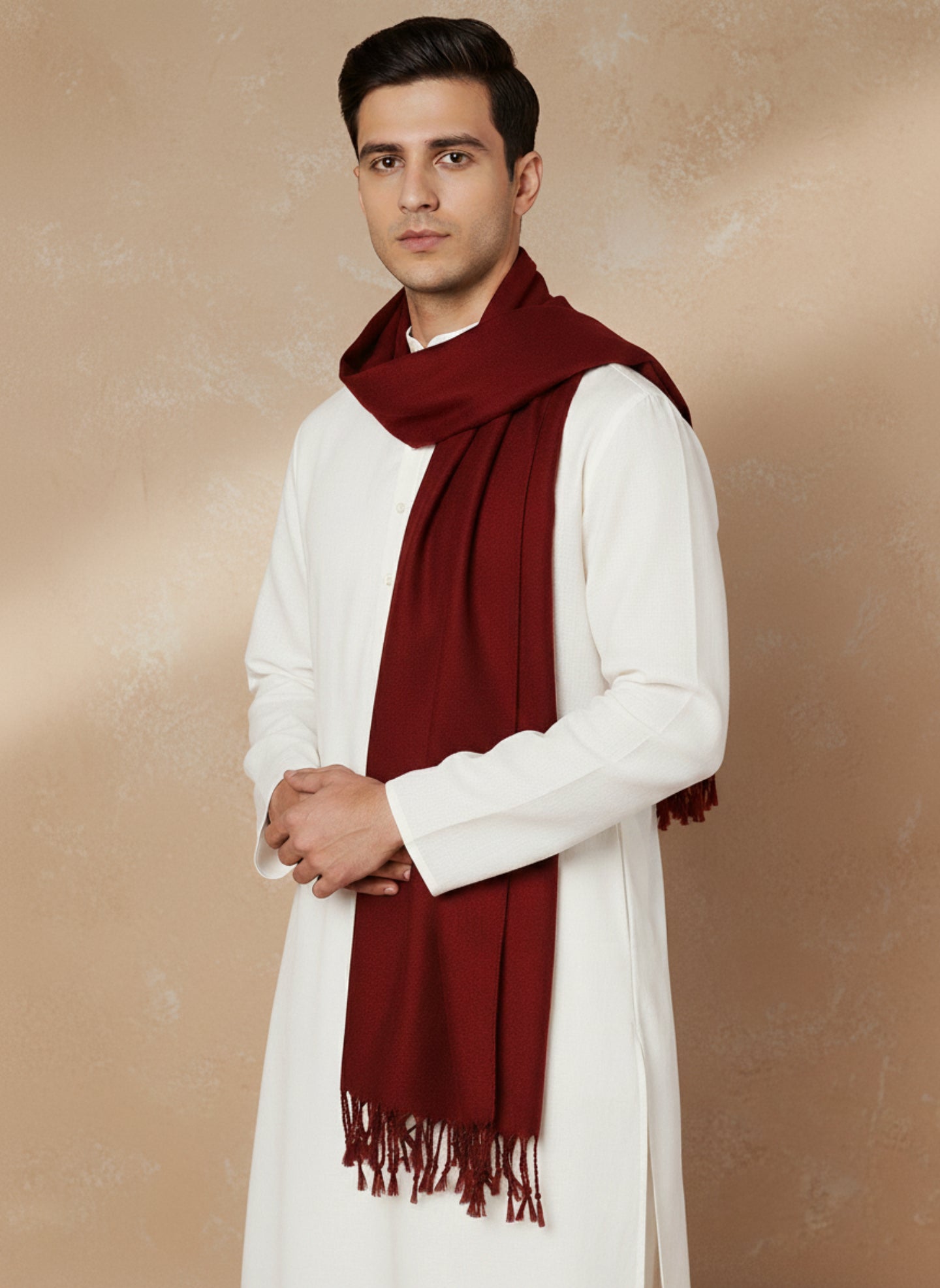 Men Lightweight Solid Color Warm Stole | Maroon