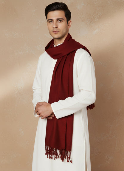 Men Lightweight Solid Color Warm Stole | Maroon
