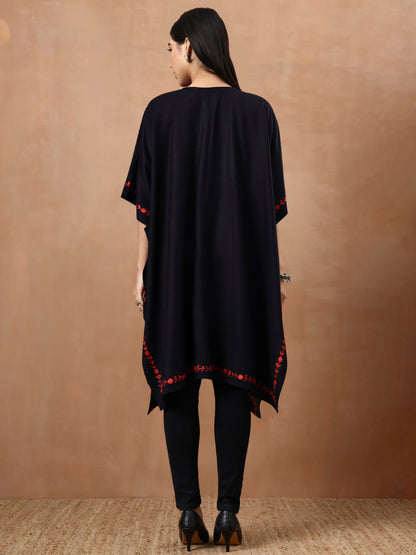 Floral Aari Embroidery Black Pheran Shrug - view 3