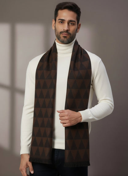 Soft Woollen Muffler for Men | Black Brown Scarf