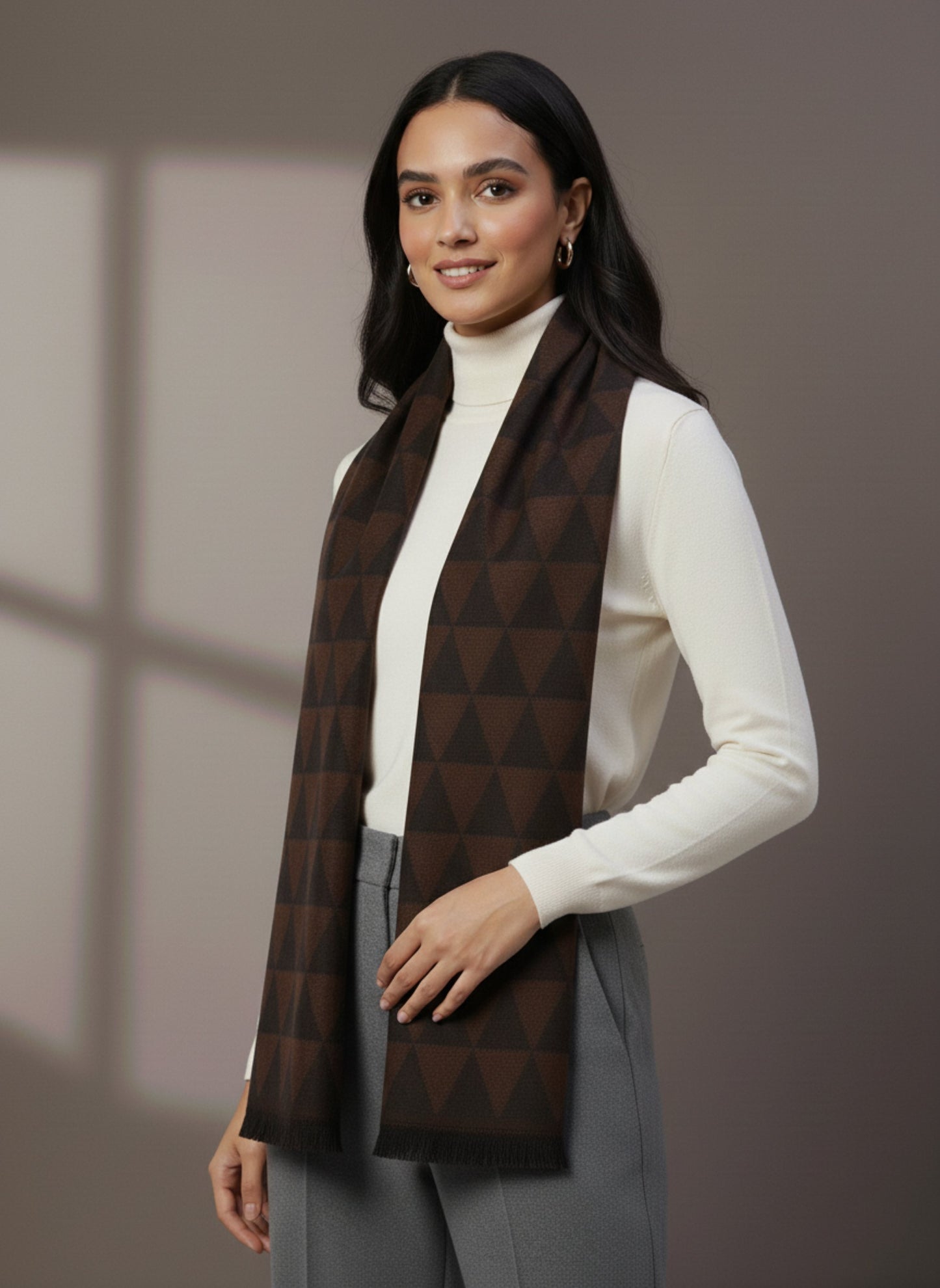 Soft Woollen Muffler for Women |Black Brown Scarf