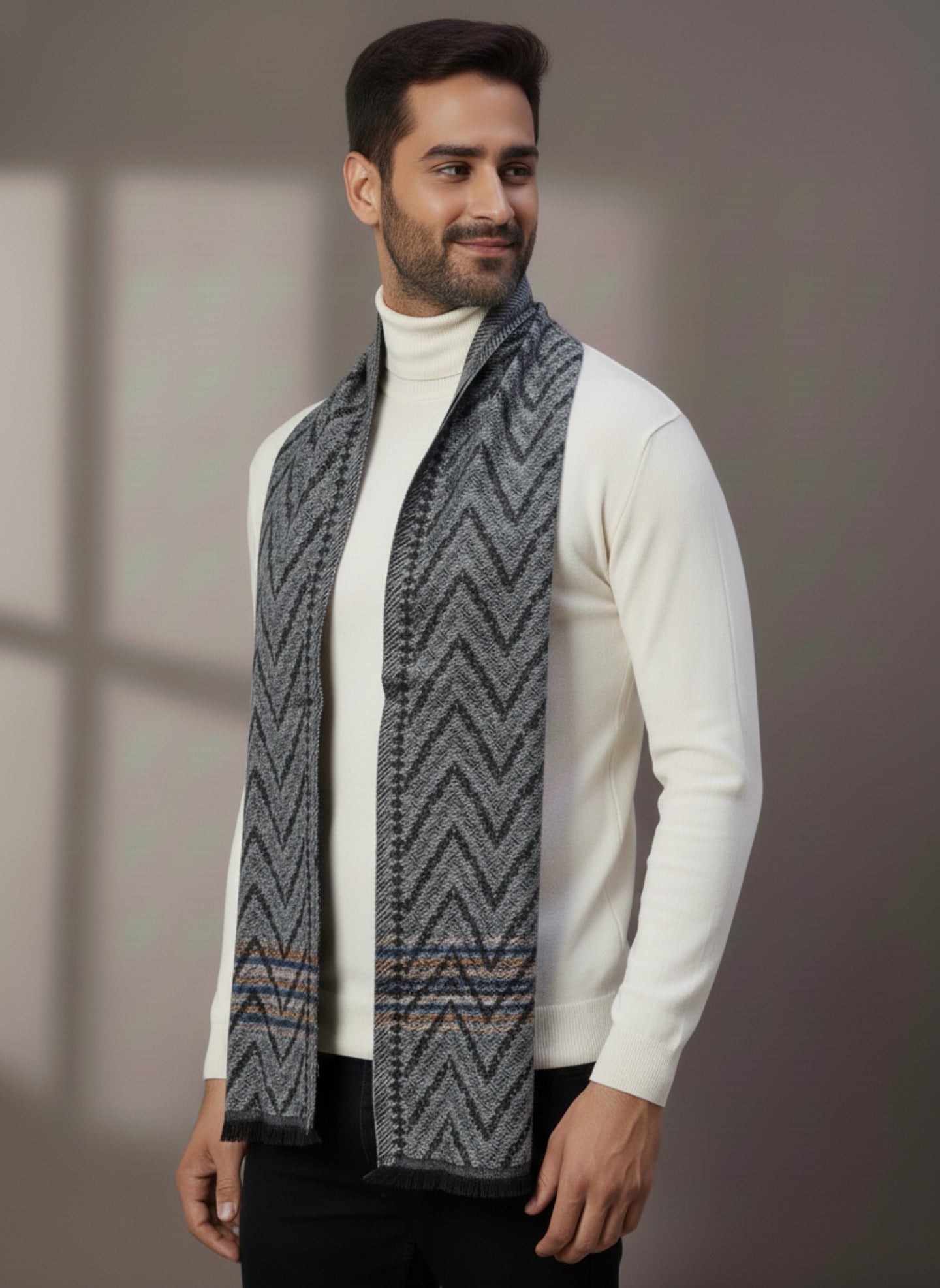 Soft Woollen Muffler for Men | Grey Neck Scarf