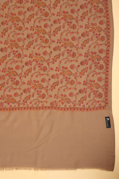 Pure Wool Shawl with All-over Multicolour Royal Paisley Sozni Embroidery - view 8