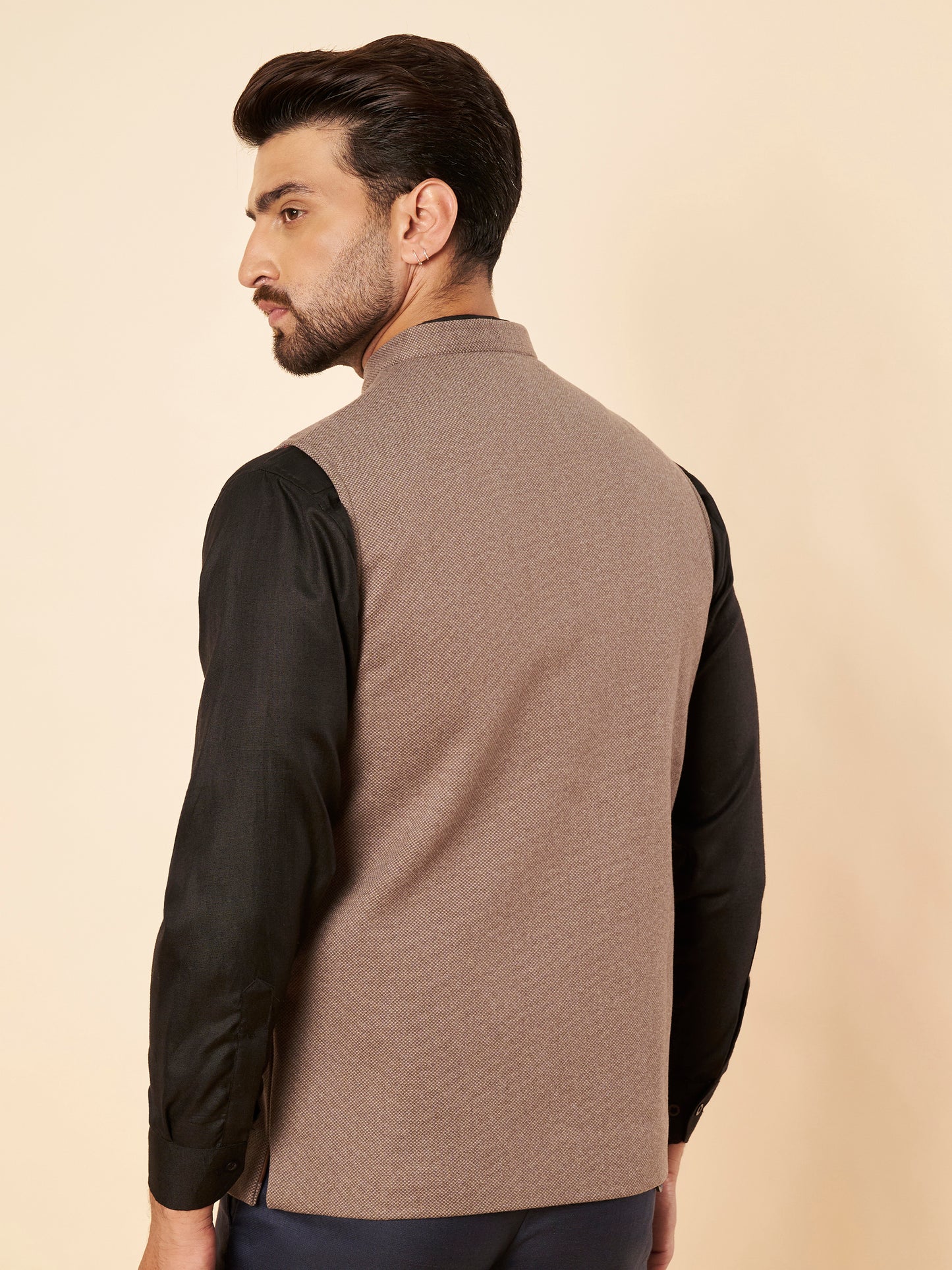 Men's Tweed Nehru Jacket | Brown