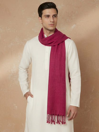Men Lightweight Solid Color Warm Stole | Rose - view 3