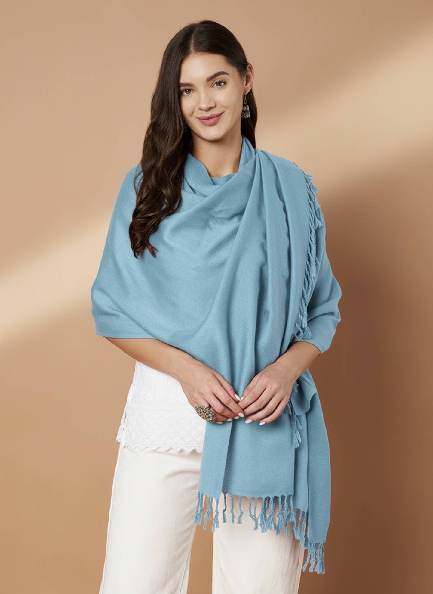 Women’s Solid Color Winter Stole | Blue