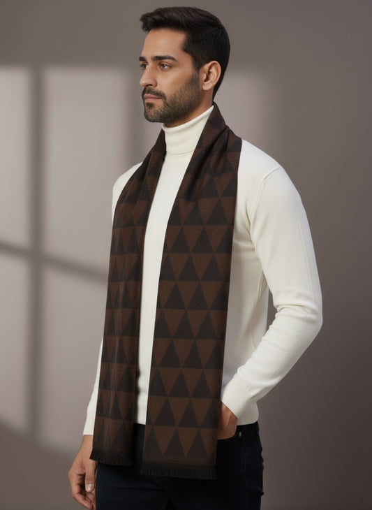 Soft Woollen Muffler for Men | Black Brown Scarf