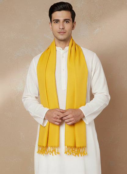 Men Lightweight Solid Color Warm Stole | Yellow