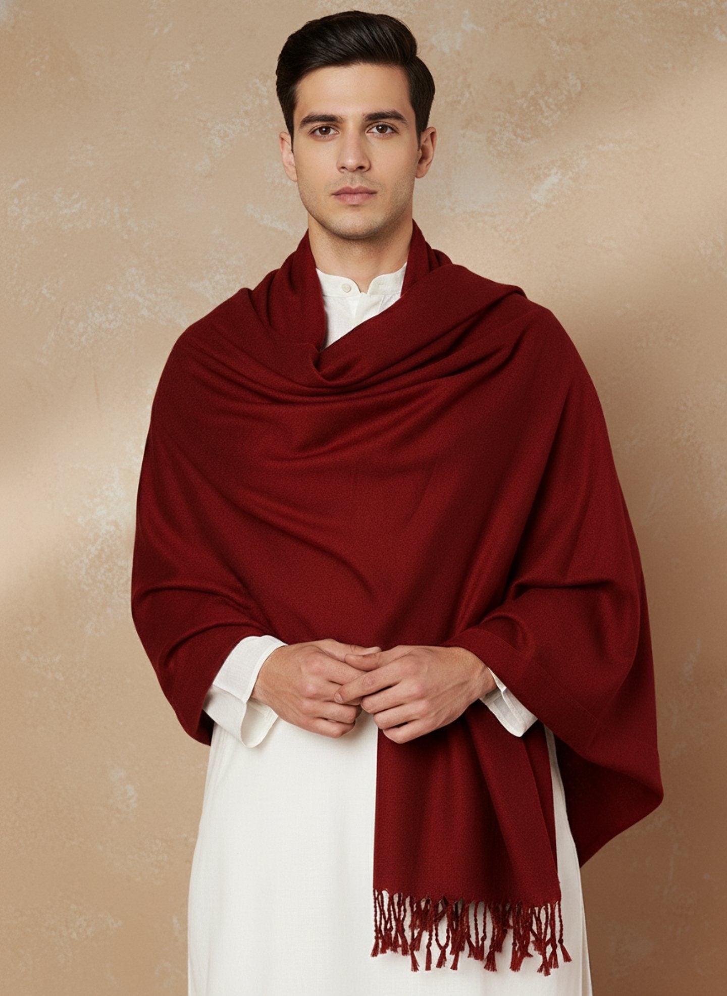 Men Lightweight Solid Color Warm Stole | Maroon