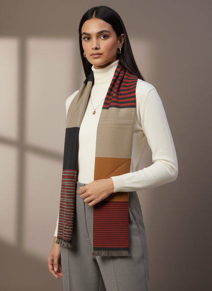 Soft Woollen Muffler for Women | Multicolour Stripe Scarf