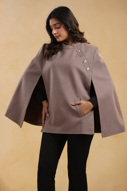 Women's Tweed Luxury Cape Jacket Shrug | Brown
