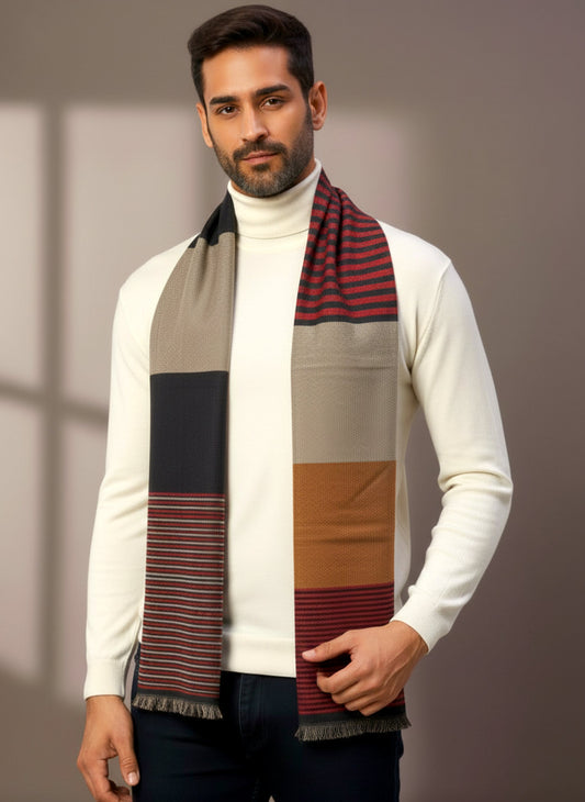 Soft Woollen Muffler for Men | Multicolour Stripe Scarf