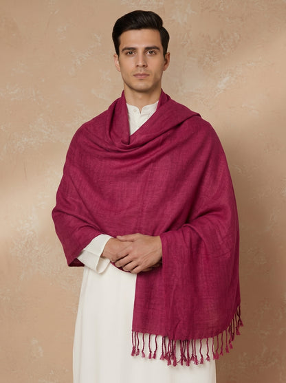 Men Lightweight Solid Color Warm Stole | Rose - view 2