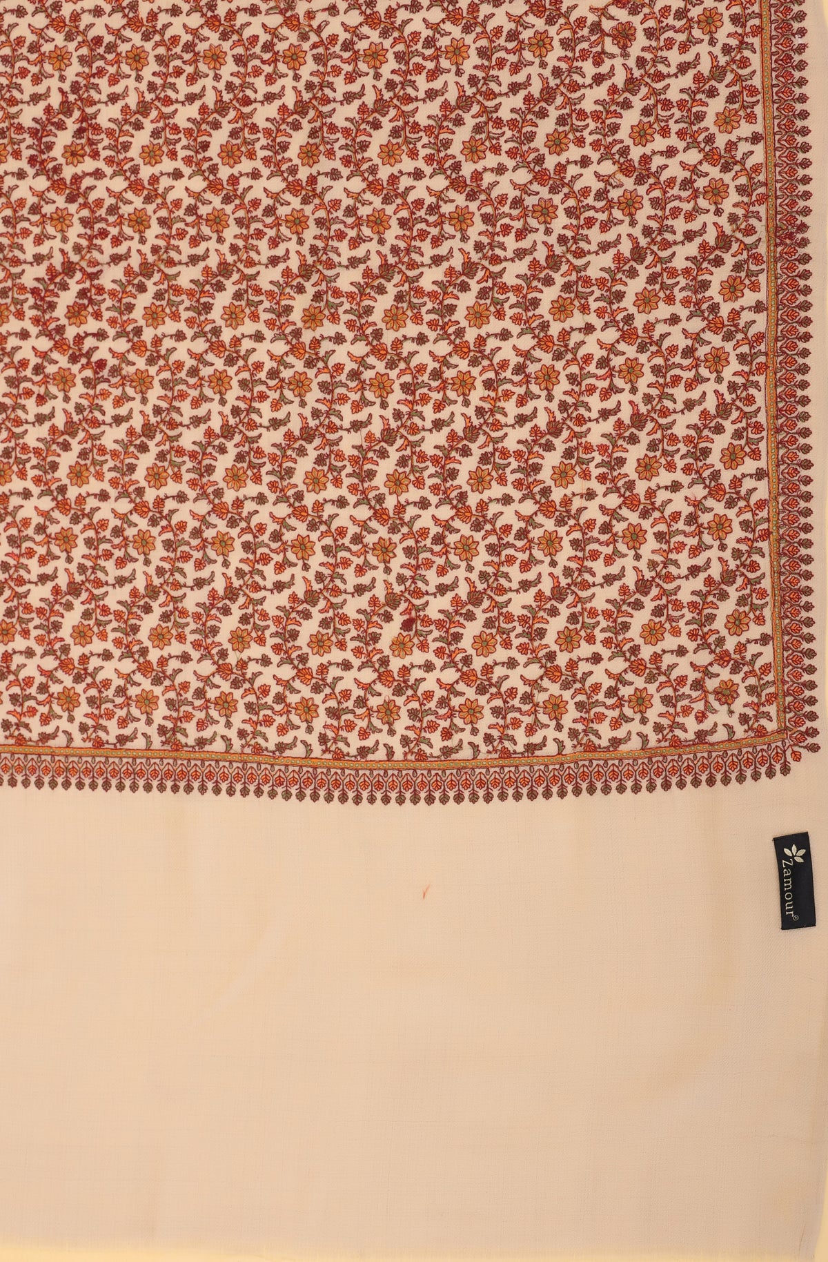 Kashmiri Sozni Jaal Embroidery Shawl for Men | Beige - view 5