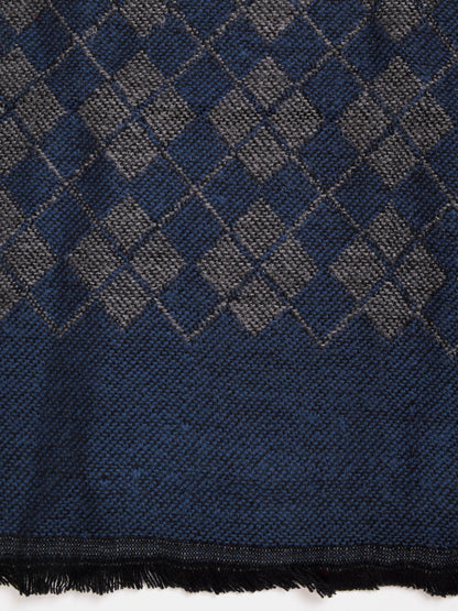 Soft Woollen Muffler for Men | Blue Grey Check Scarf