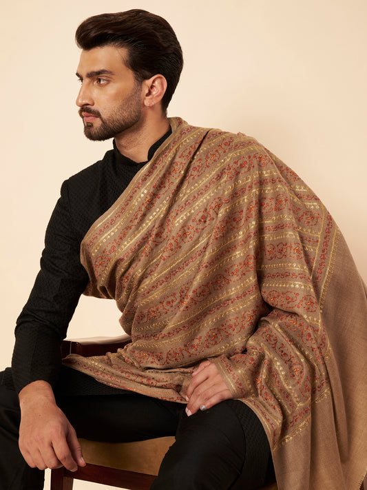 Pure Wool Shawl with Royal Motifs Sozni Embroidery
