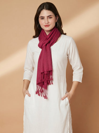 Plain Rose Woolen Stole for Women | Rose - view 5