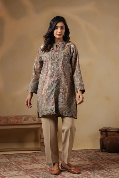 Women's Kaani Woven Winter Kurta | Multicolour