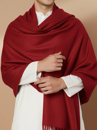 Men Lightweight Solid Color Warm Stole | Red