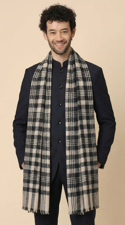 Ultra Soft Woven Stole for Men | Cream - view 4