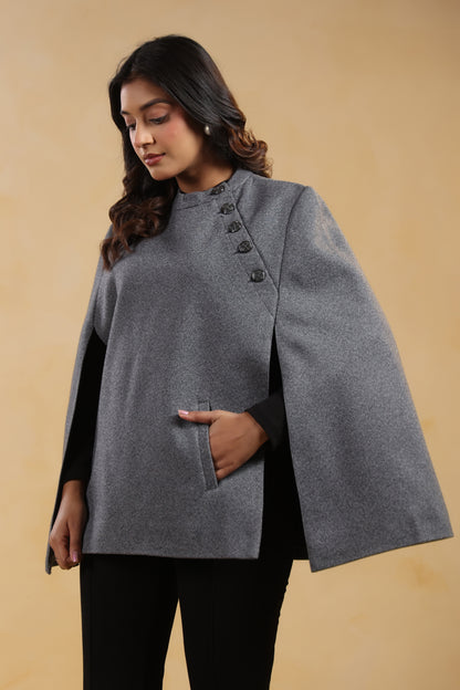 Women's Tweed Luxury Cape Jacket Shrug | Grey