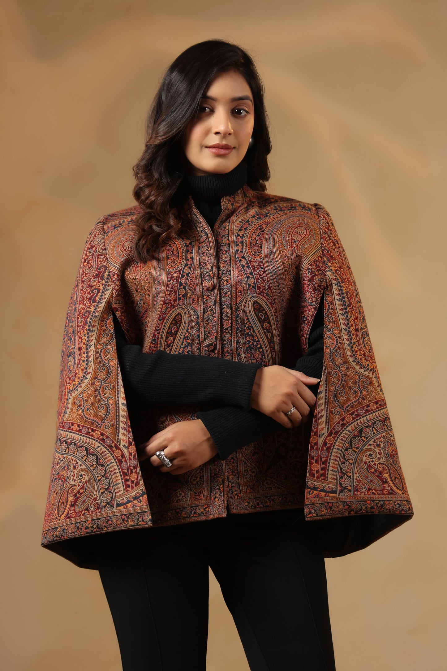 Women's Royal Designer Paisley Weave Jacket Cape | Multicolour