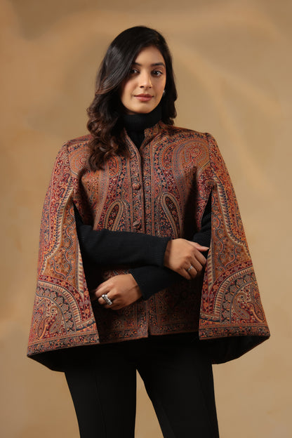 Women's Royal Designer Paisley Weave Jacket Cape | Multicolour