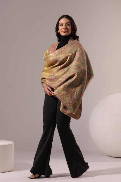 Women’s Premium Kani Woven Shawl with Zari Sheen | Beige