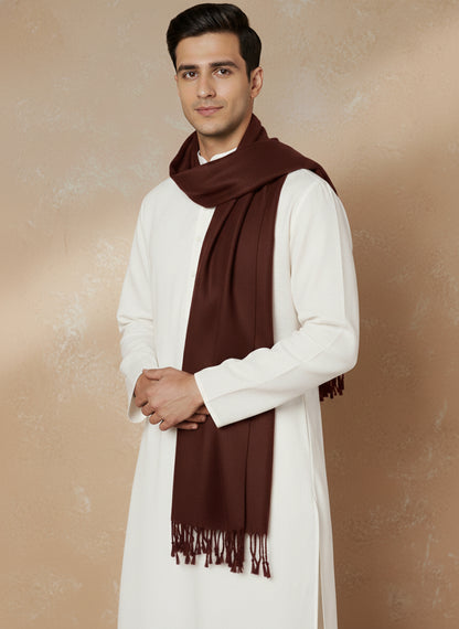 Men Lightweight Solid Color Warm Stole | Brown