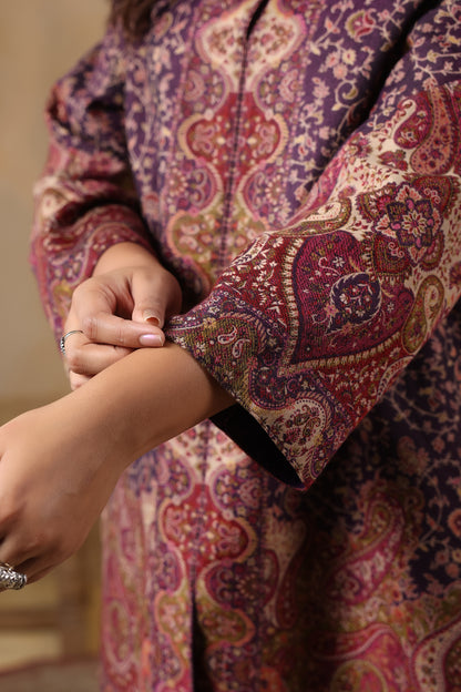 Women's Kaani Woven Winter Kurta | Purple