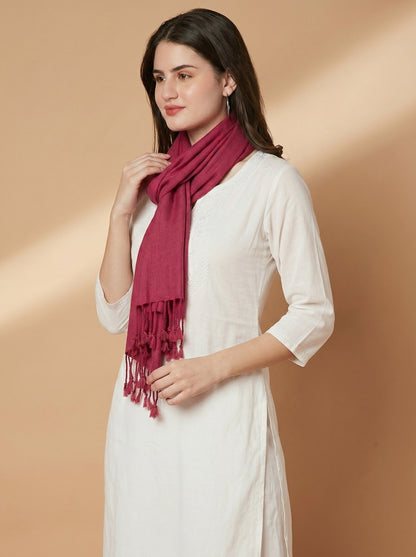 Plain Rose Woolen Stole for Women | Rose - view 6
