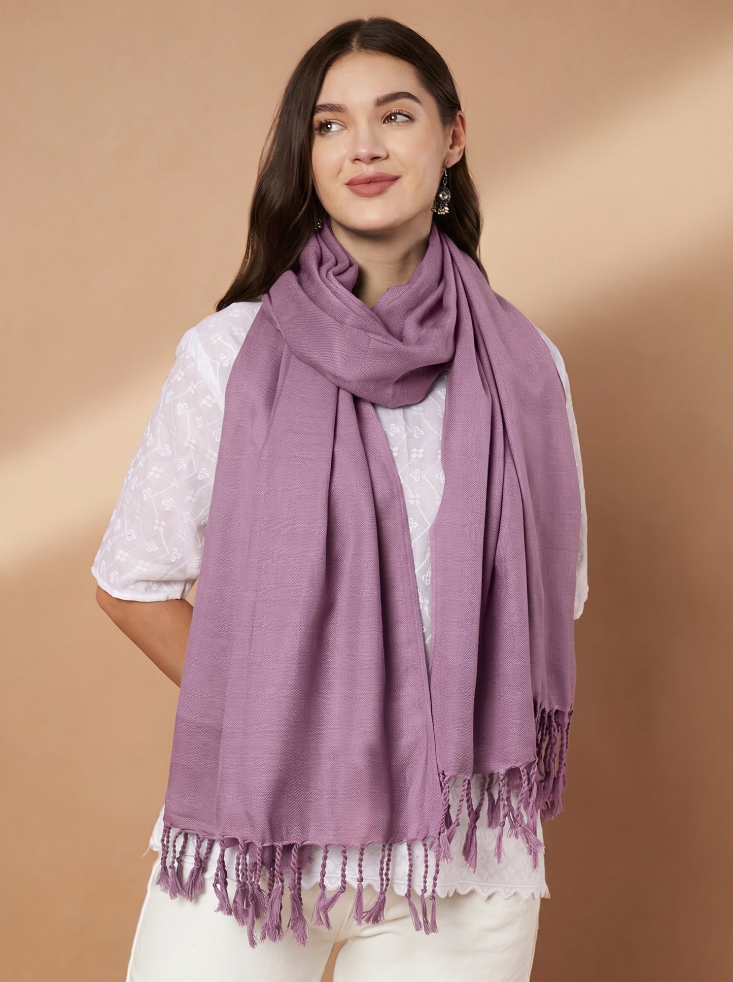 Plain Onion Woolen Stole for Women | Onion - view 3