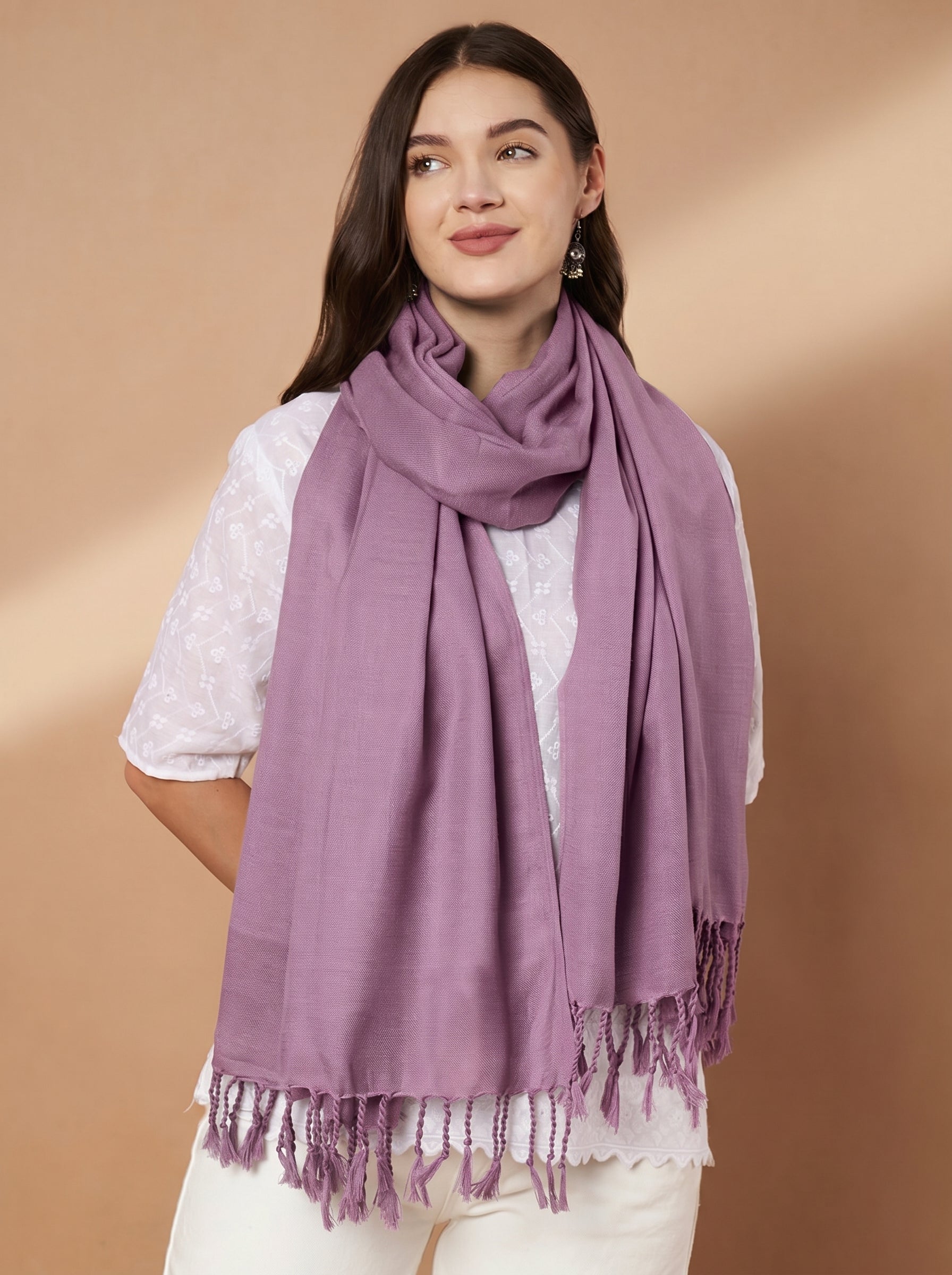 Plain Onion Woolen Stole for Women | Onion - view 3