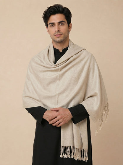 Men Lightweight Solid Color Warm Stole | Light Grey - view 4