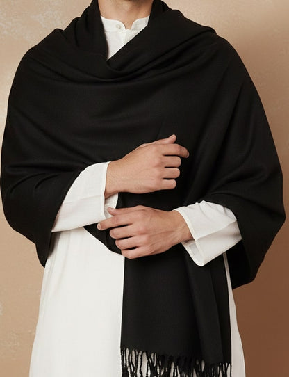 Men Lightweight Solid Color Warm Stole | Black