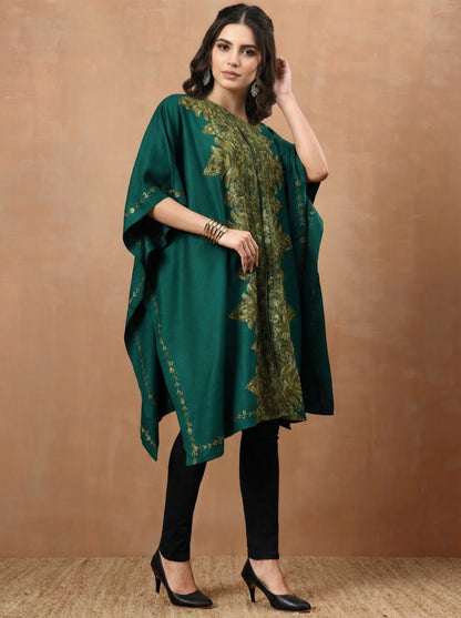 Floral Aari Embroidery Green Pheran Shrug - view 3