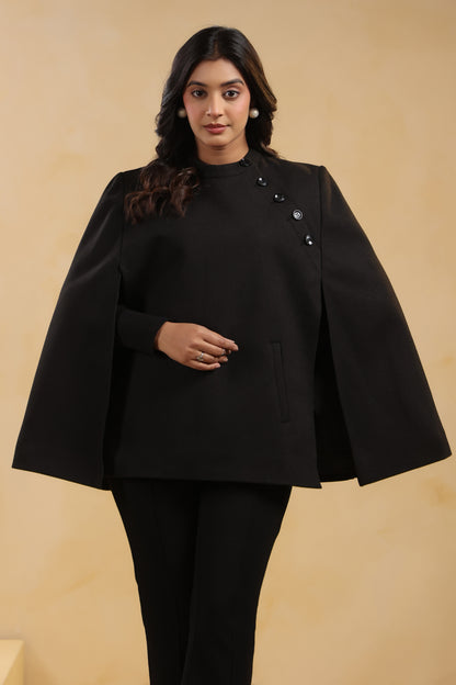 Women's Tweed Luxury Cape Jacket Shrug | Black