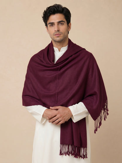 Men Lightweight Solid Color Warm Stole | Wine