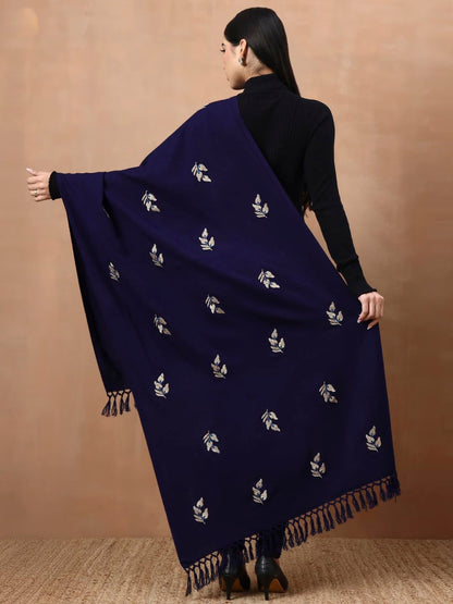 Woolen Embroidered Stole for Women | Blue - view 2